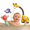Baby bath toy with spinner toys and giraffe shower head
