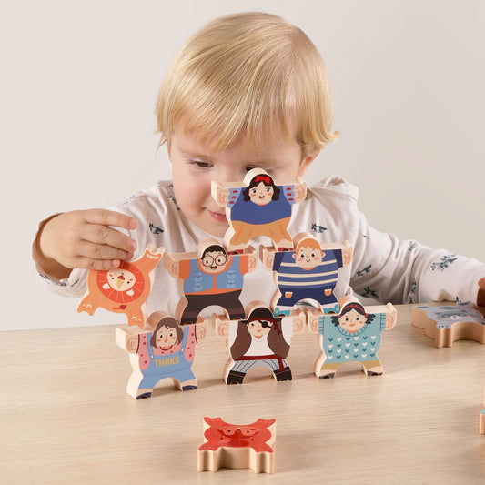 Building blocks with stacking animals figures for interactive play
