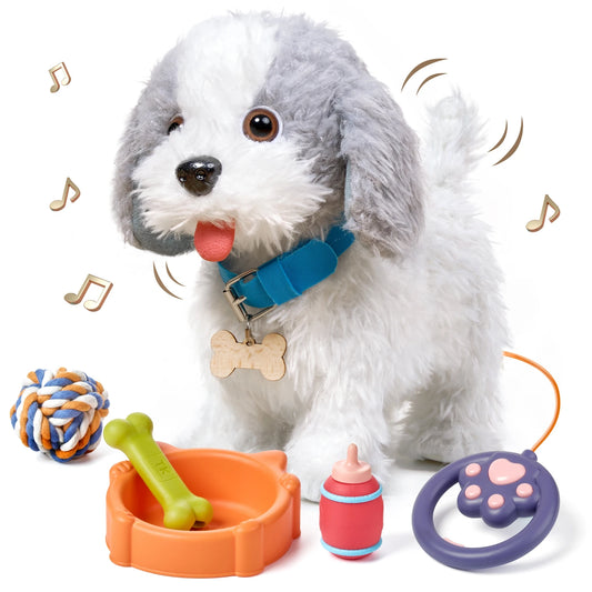 Realistic dog toy set with walking, barking, singing, licking functions