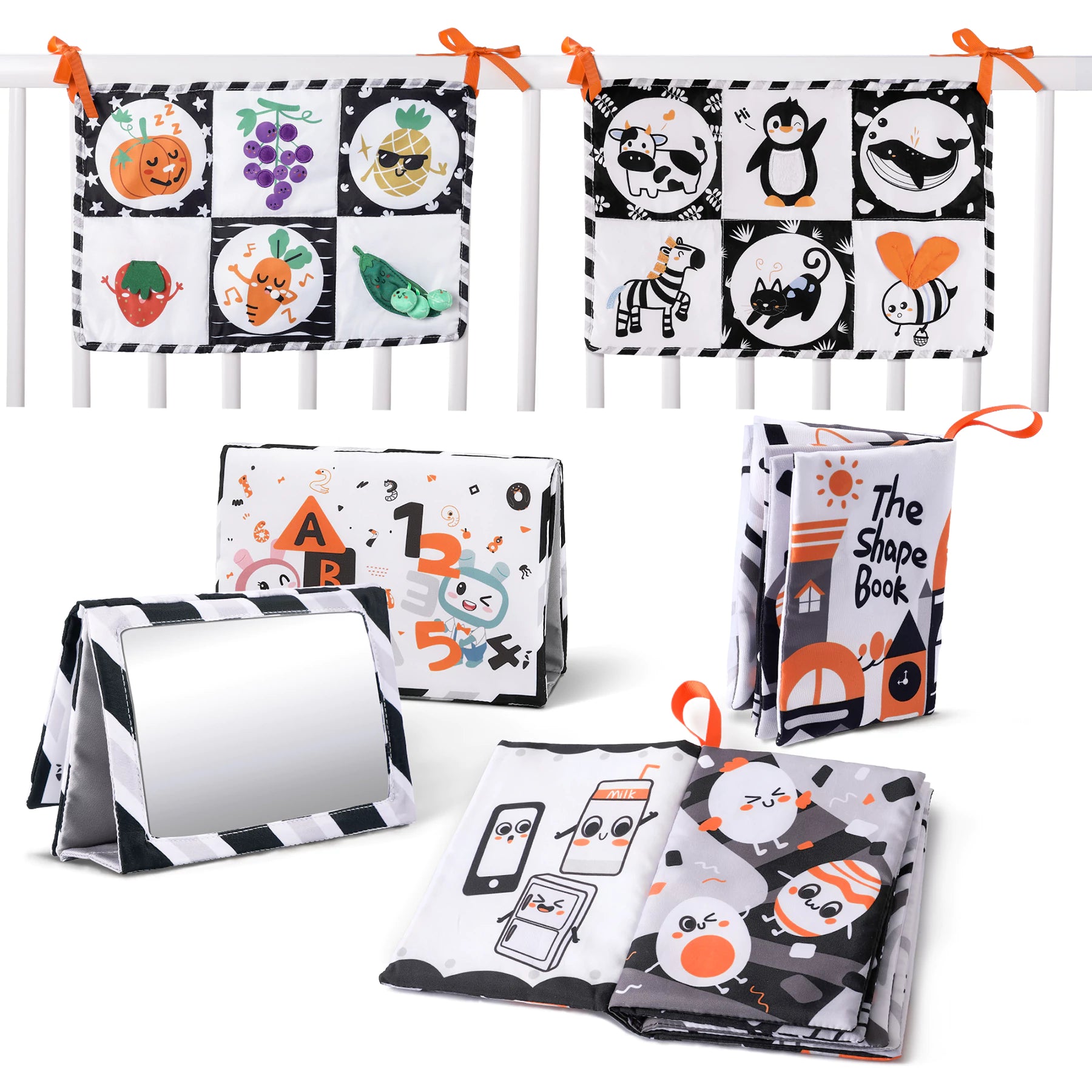 Black and white soft baby fashion books