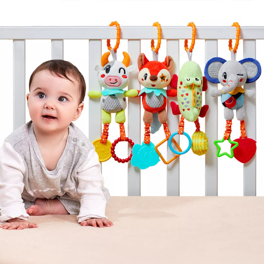 Soft plush hanging crib rattle toys