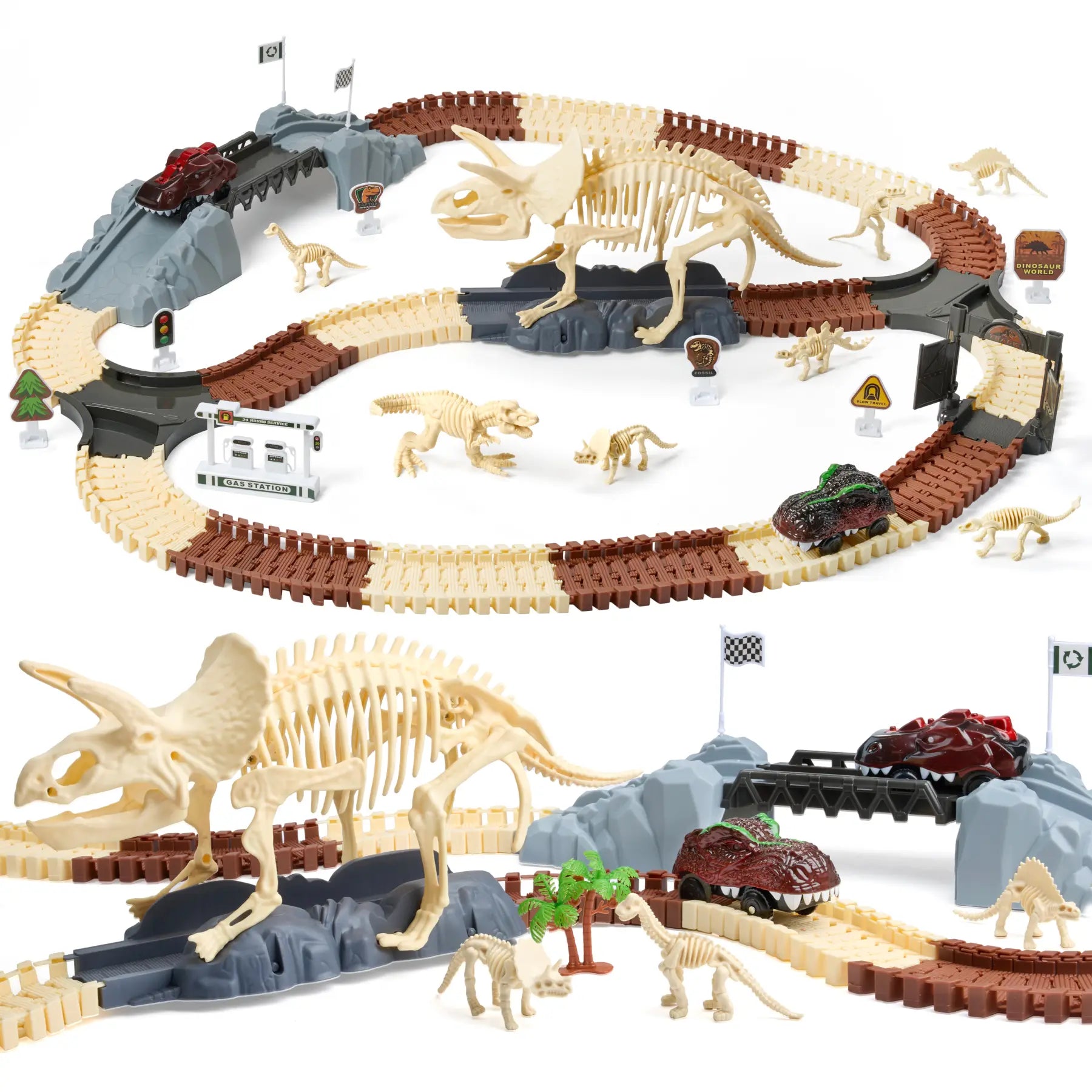 Pista de Corrida de Brinquedo com Tema de Dinossauro - Tumama Kids