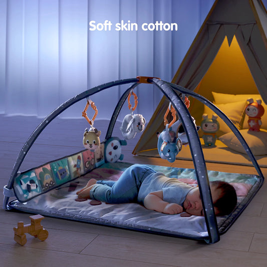 Baby play gym with soft book and rattles
