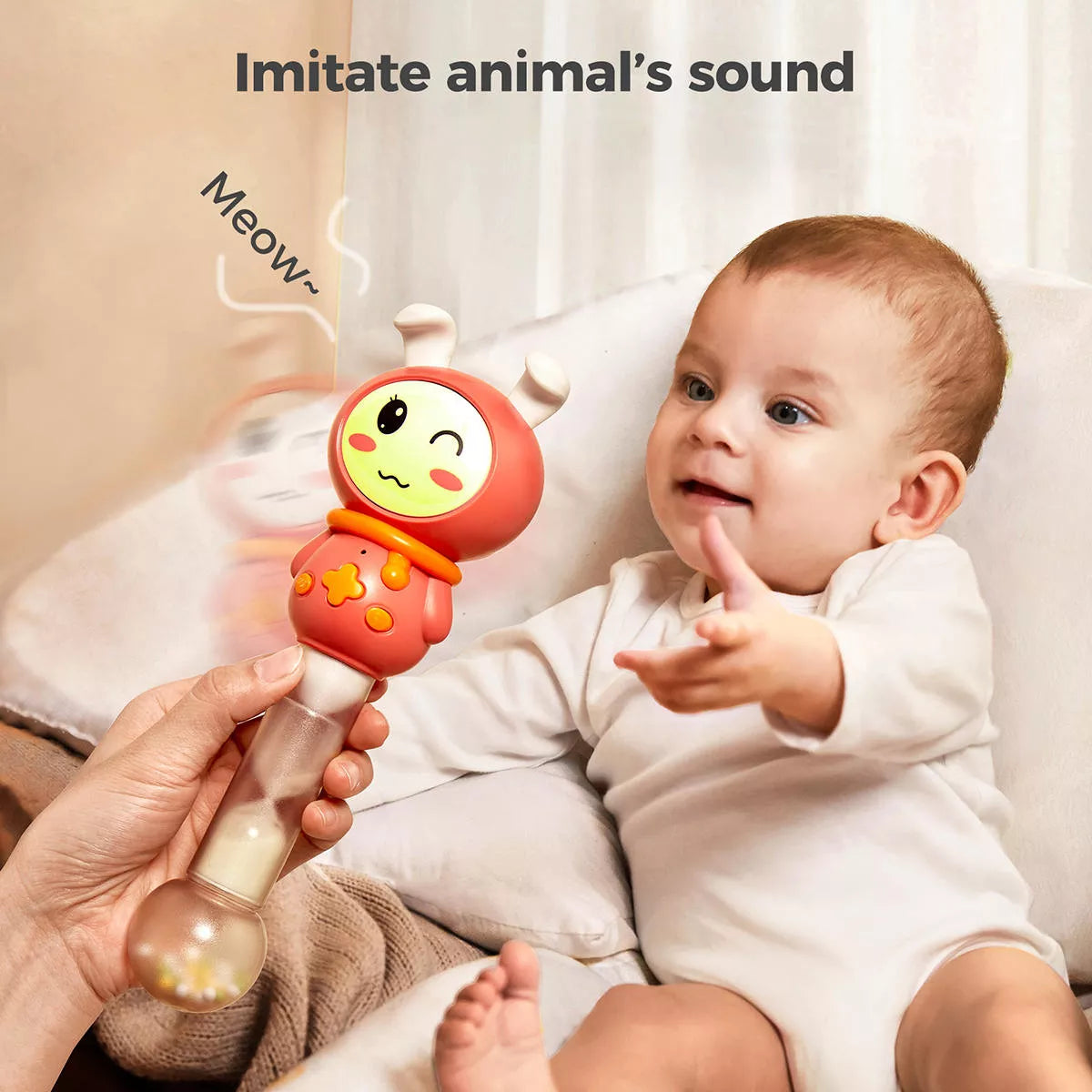 Baby shaker rattle toy, musical instruments sensory sound toy with light early educational toy for baby 6 Months+