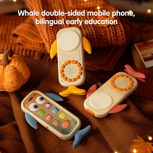 Baby touch phone toy dual sides, rechargable battery learning sound toy, educational toys for toddler 18 Months+
