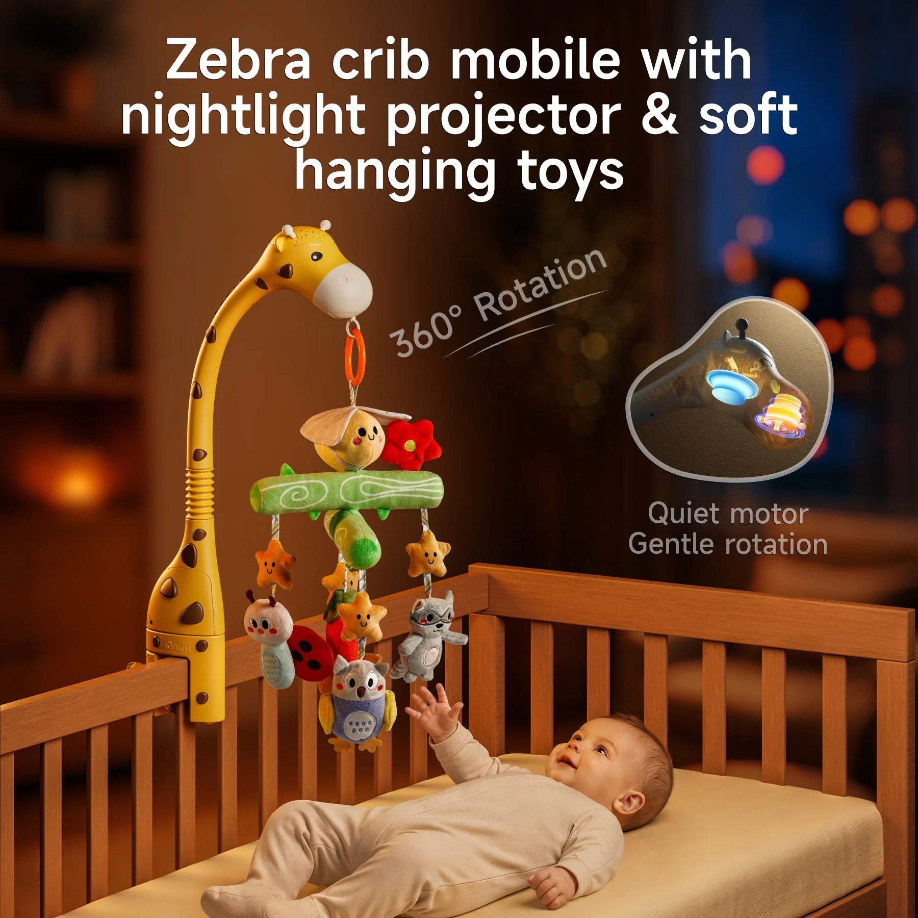 <tc>Giostrina multiuso per culla con musica e proiezione di luci a forma di stella (funzione Bluetooth)</tc>