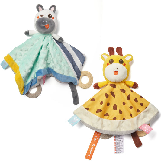 Coperta di sicurezza per bambini, coperta comfort zebrata giocattolo da dentizione, morbido giocattolo coccole giraffa, morbido giocattolo regalo per neonati 3 mesi+