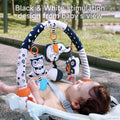 Baby high contrast stroller arch toy with butterfly, elephant, owl for visual stimulation