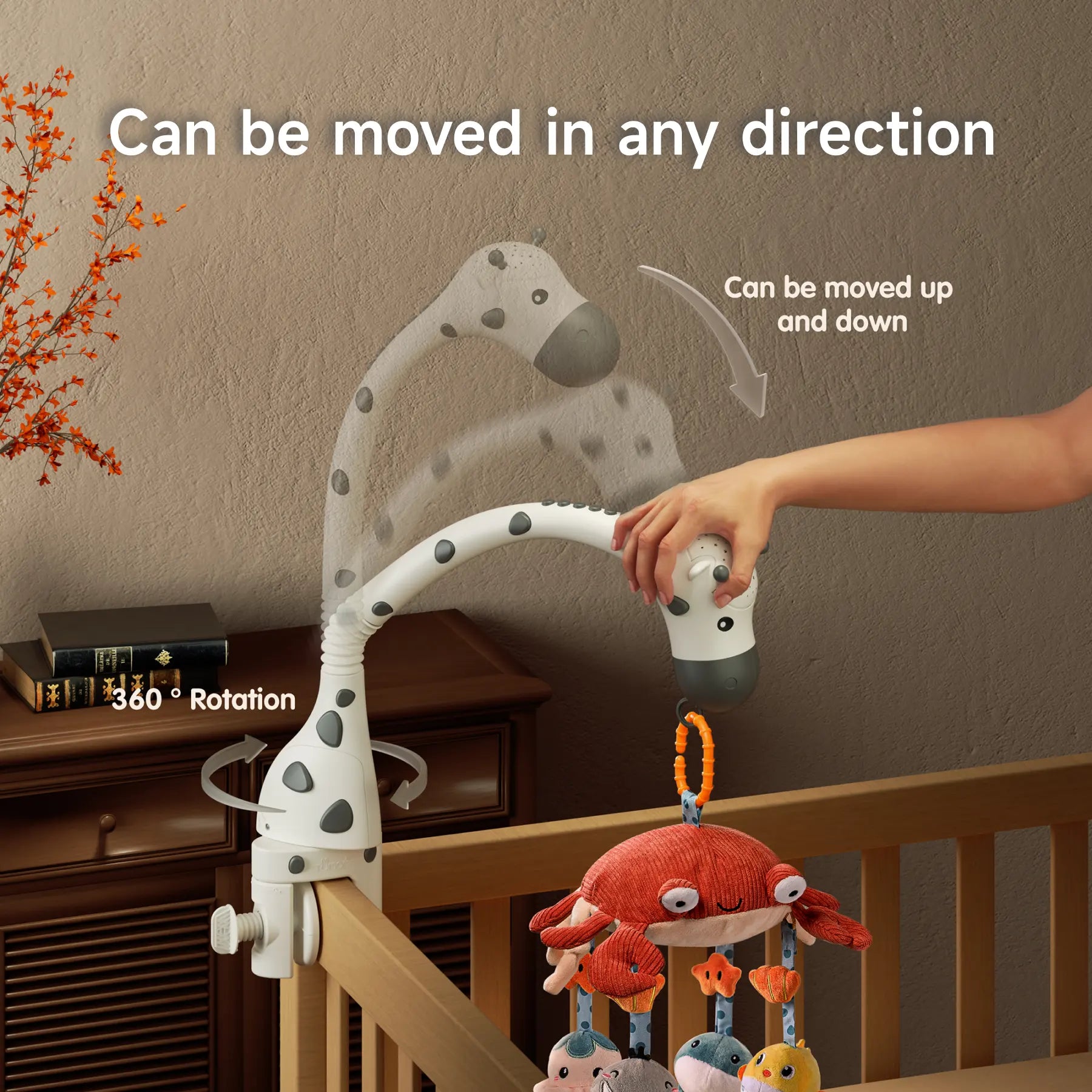 Mobile for Crib مع الأضواء والموسيقى ، ألعاب مهدئة للحديدين الجدد