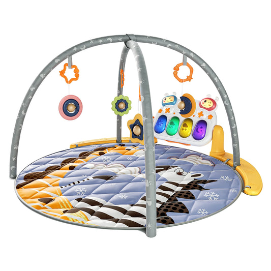 Hanging rattle for sensory play on baby mat