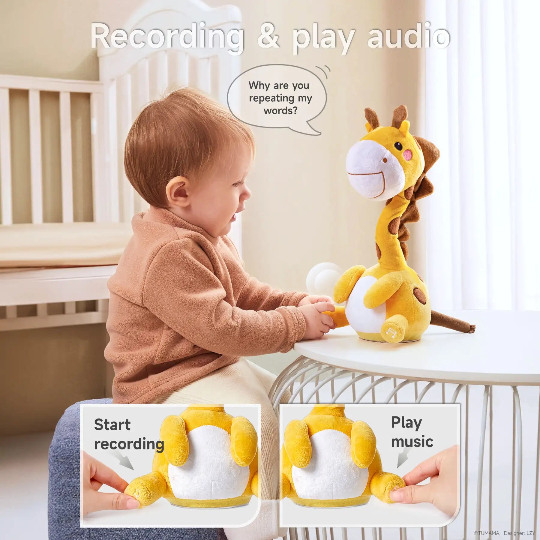 Interactive Dancing Singing Repeater Toy – Repeats What You Say, Twists Neck