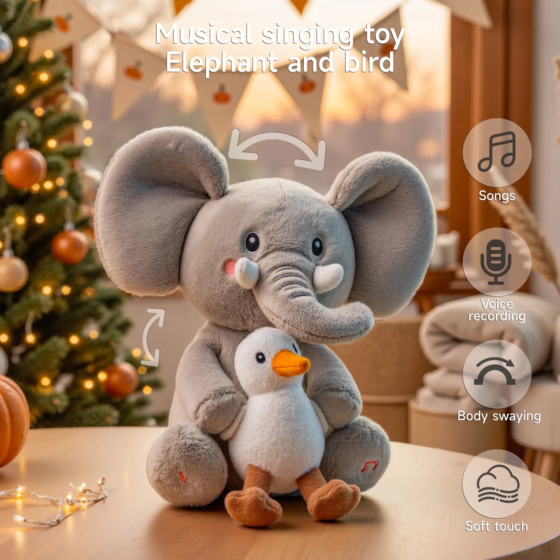 Elephant Interactive Singing and Recordable Stuffed Animal Elephant Interactive Singing and Recordable Stuffed Animal