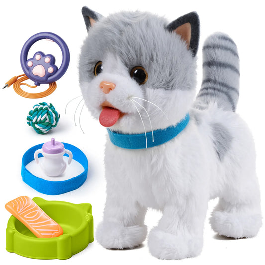Interactive plush walking cat toy for kids