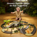 <tc>Conjunto de pista de corrida de brinquedo com tema de dinossauros</tc>