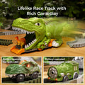 Pista de corrida de brinquedos de dinossauros, 281 peças de brinquedos de trem de dinossauros, trilhos de trem flexíveis com figuras de dinossauros, carros elétricos, conjunto de brinquedos para crianças de 3 anos +
