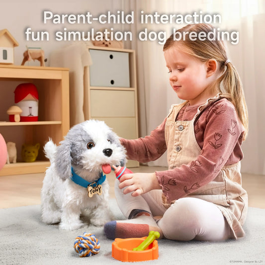 Remote and voice control walking dog for toddler's amusement
