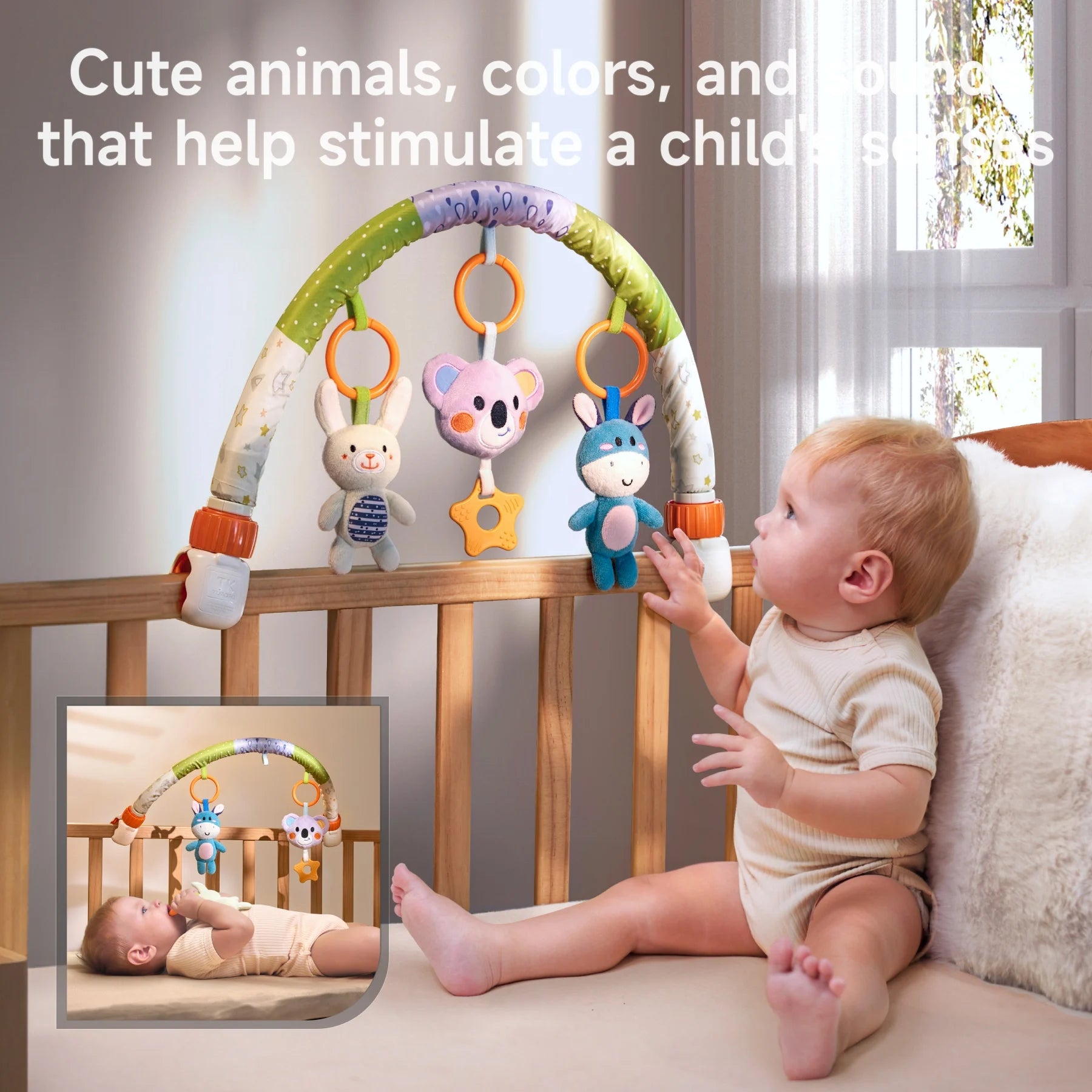 baby toys stroller Stroller Arch Toy with Plush Rattle Toys and Teether