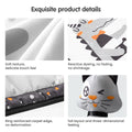 Close-up of baby play gym product details, showing soft textured fabric, reactive dyeing with no fading or shrinkage, reinforced carpet edge for durability, and a plush cat toy with three-dimensional design.