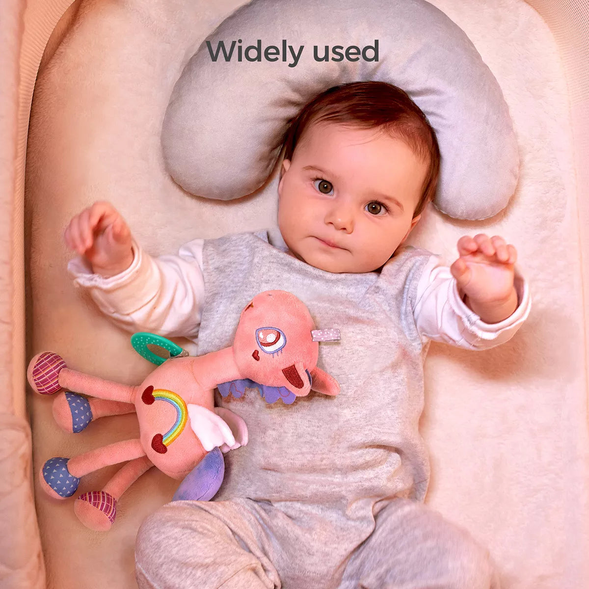 Hanging Plush Toy with Teether & Rattle for Crib, Stroller & Car Seat