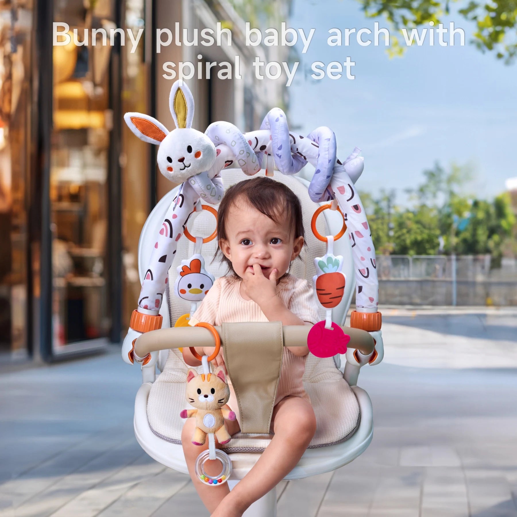 Bunny Plush Spiral Strollers Toy Set