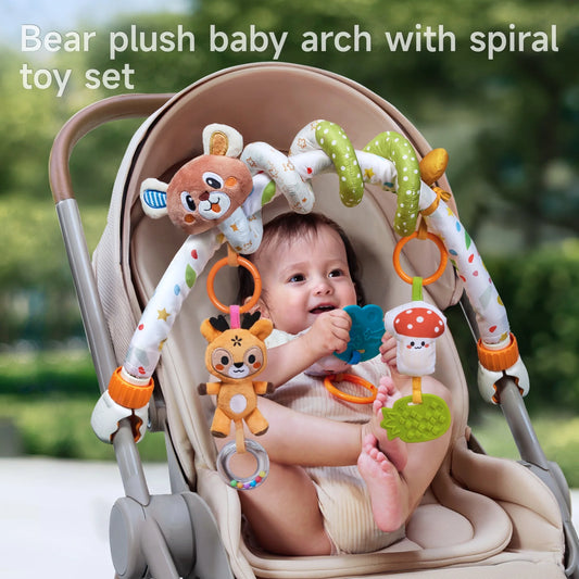 Bear plush baby arch with spiral toy set