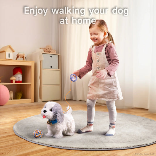 Cão de brinquedo realista interativo que caminha e late