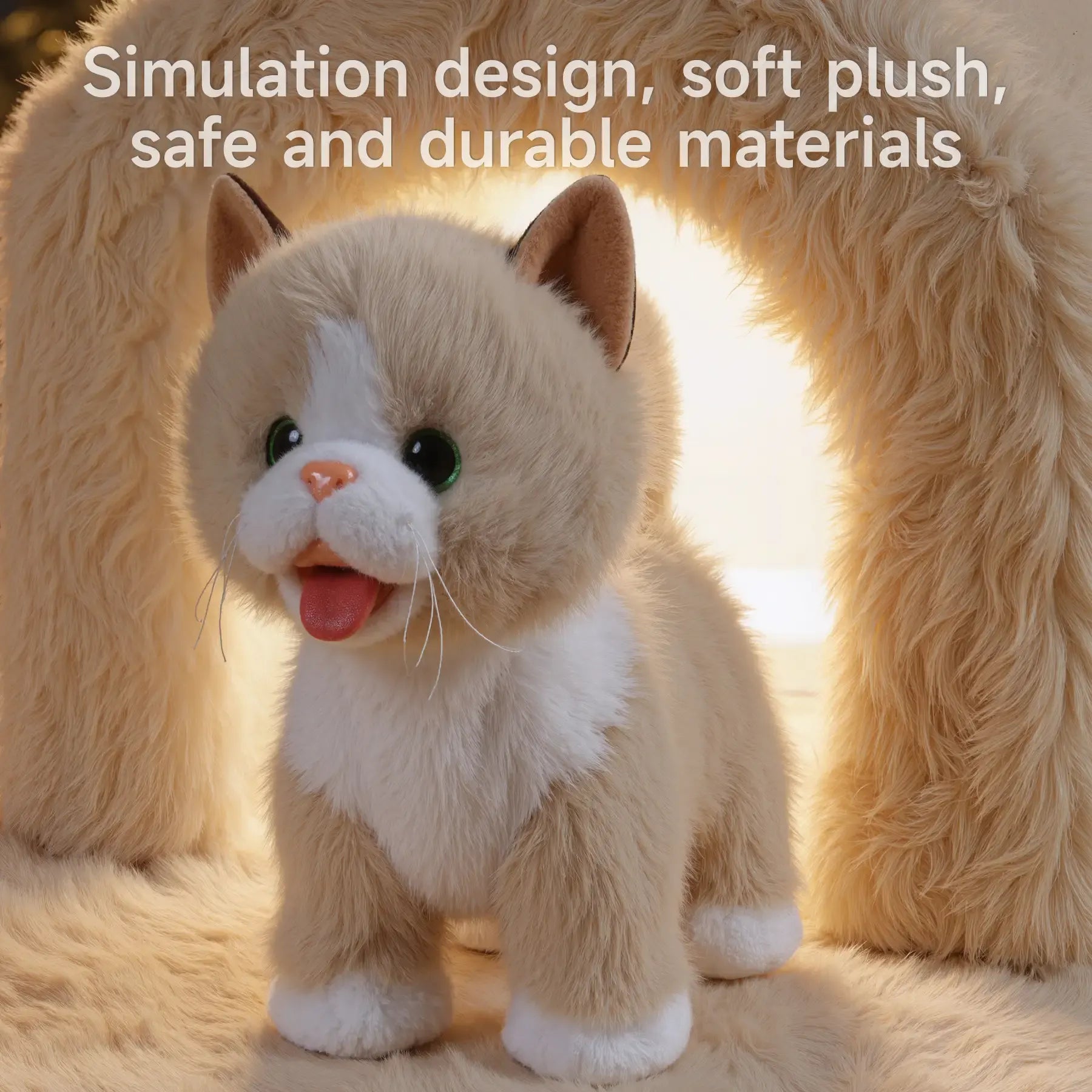 Gattino Interattivo In Peluche | Giocattolo Elettronico Per Camminare E Miagolare | Peluche Realistico Per Bambini Da 0 A 3 Anni | Regalo Educativo Morbido (Bianco/Grigio/Marrone)