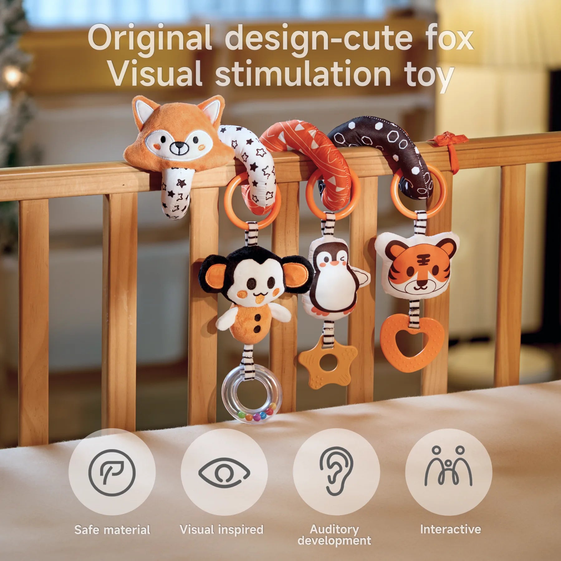 Cute Fox Spiral Car Seat Activity Toy - Tumama Kids Cute Fox Spiral Car Seat Activity Toy - Tumama Kids