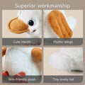 Detailed features of the singing and dancing duck toy including a cute mouth, fluttering wings, skin-friendly plush body, and a tiny, lovely tail.