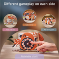 Montessori sensory cube toy for babies with different activities on each side, including a rotatable clock, cute mirror, pull-string part, and hide and see game for early learning and fine motor skills