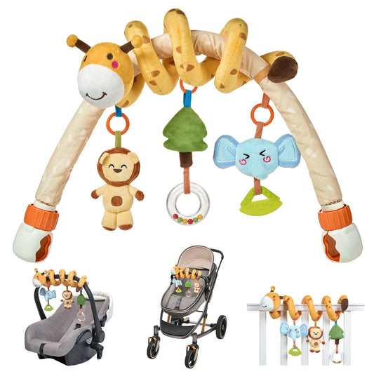 Travel activity arch toy for infants with cute giraffe, elephant, lion