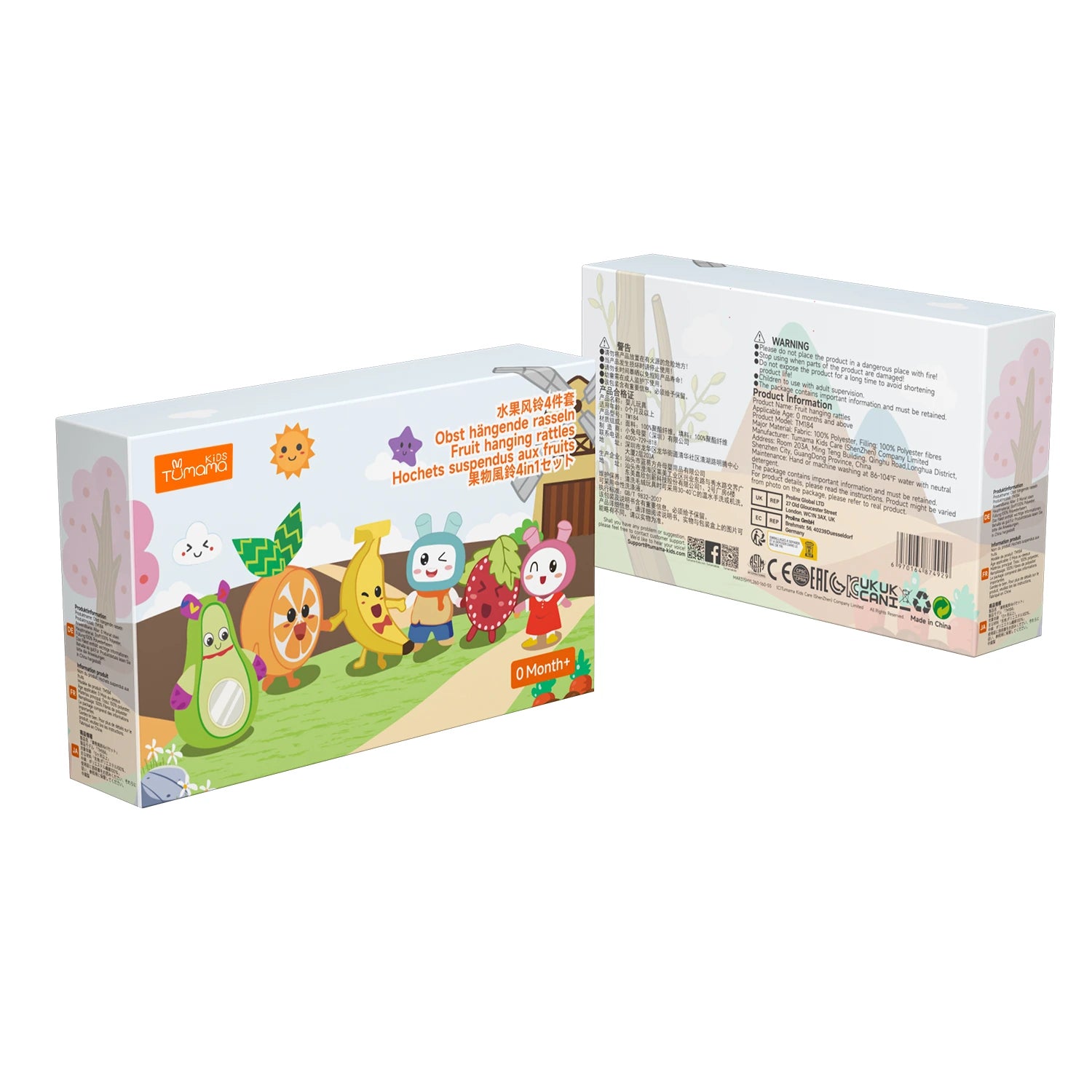 <tc>Brinquedos de peluche penduráveis para berço em forma de fruta com chocalho suave
</tc>