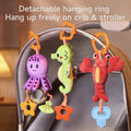 Hanging plush rattle toy for crib, stroller and car seat