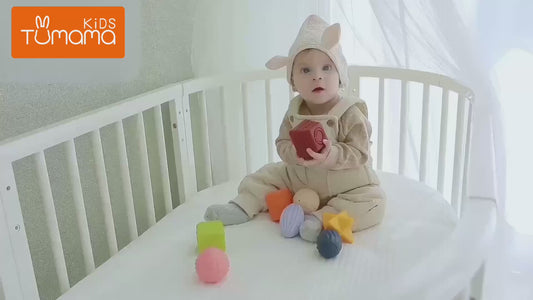 Tumama Kids Building Block Teething Toys - Soft Sensory Balls for Infants
