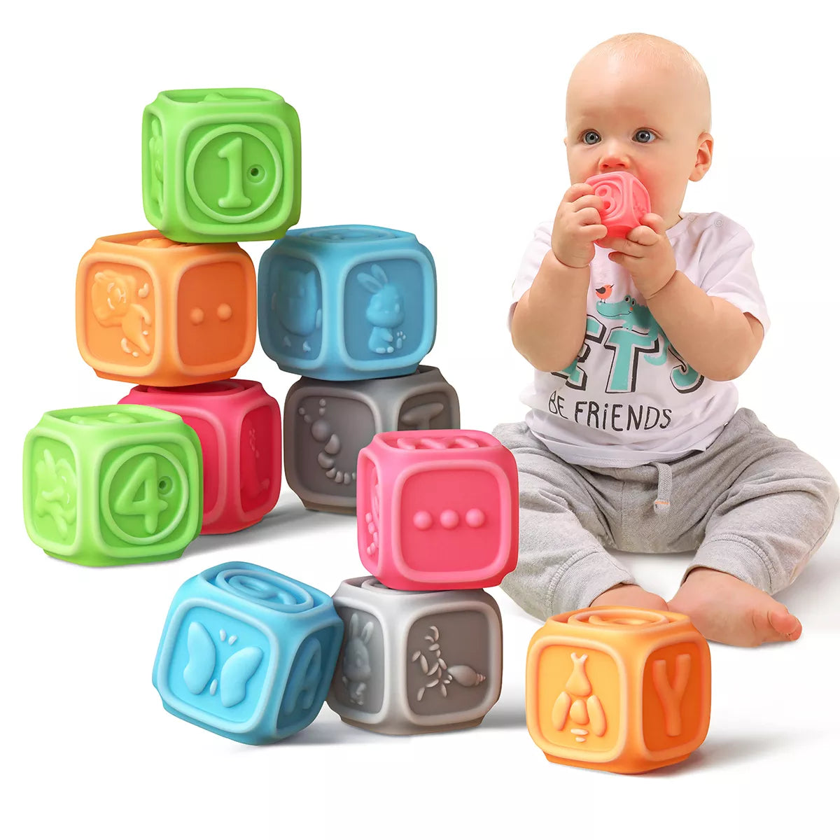 Baby block soft stacking blocks squeeze cube - Tumama Kids